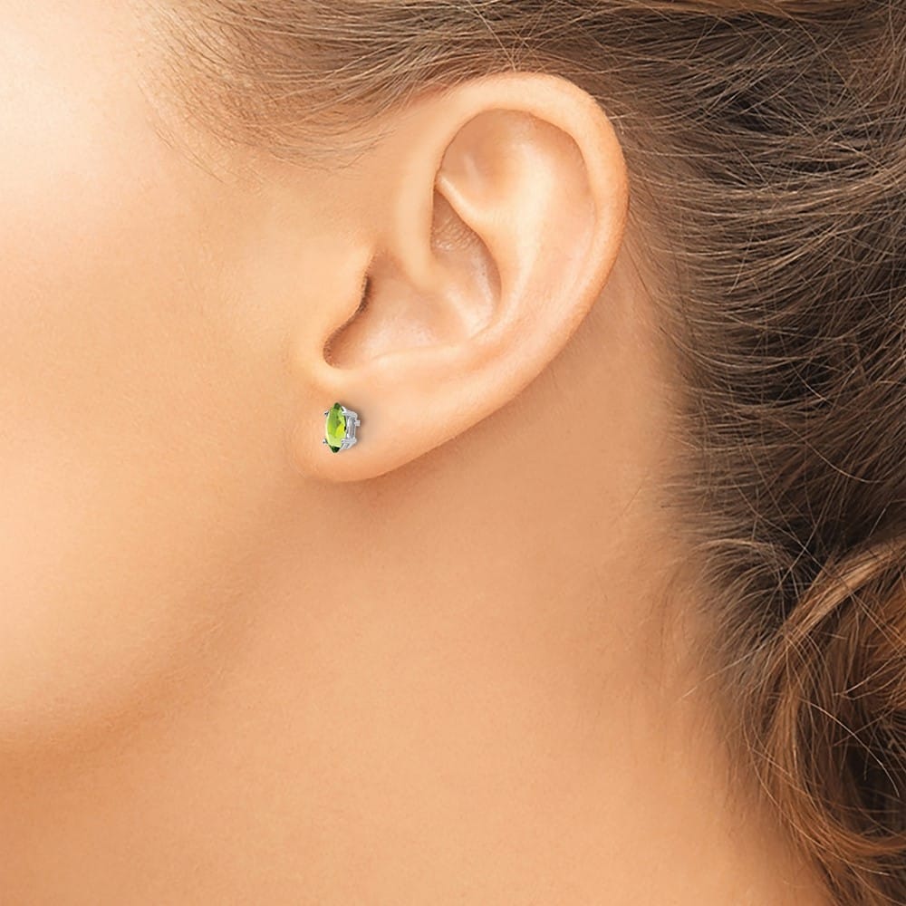 14K White Gold 6x3mm Marquise Post Earrings, view 11 of 12