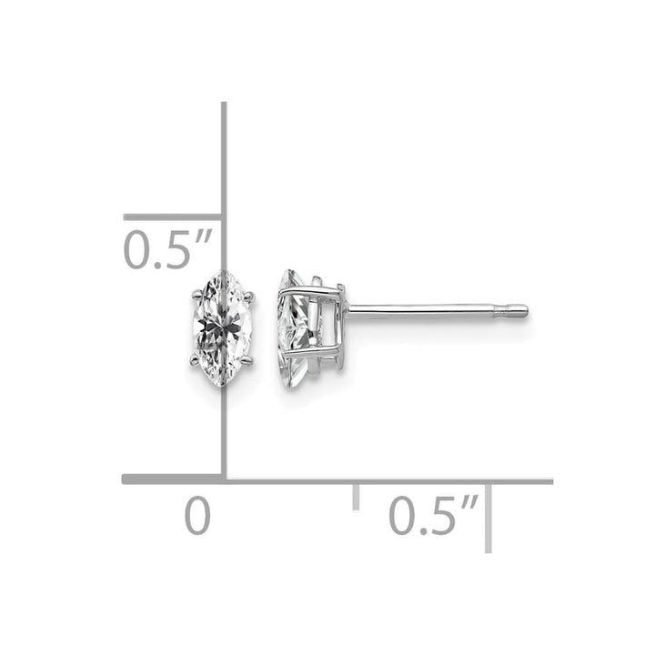 14K White Gold 6x3mm Marquise Post Earrings, view 8 of 12