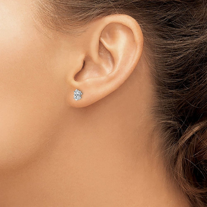 14K White Gold 6x3mm Marquise Post Earrings, view 7 of 12