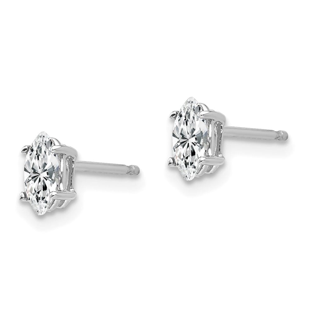 14K White Gold 6x3mm Marquise Post Earrings, view 6 of 12