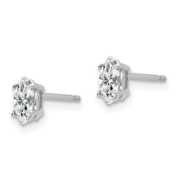 14K White Gold 6x3mm Marquise Post Earrings, view 6 of 12