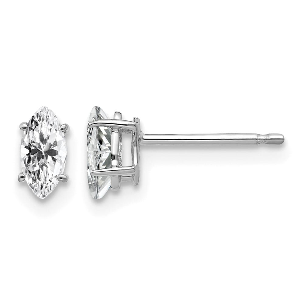 14K White Gold 6x3mm Marquise Post Earrings, view 5 of 12