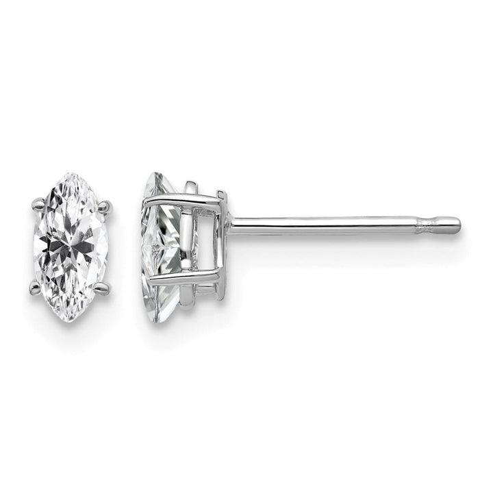 14K White Gold 6x3mm Marquise Post Earrings, view 5 of 12