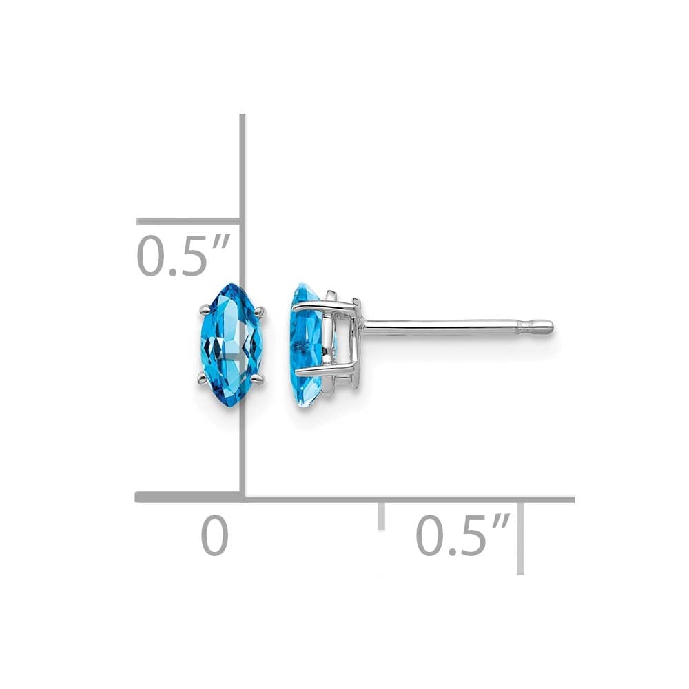 14K White Gold 6x3mm Marquise Post Earrings, view 4 of 12