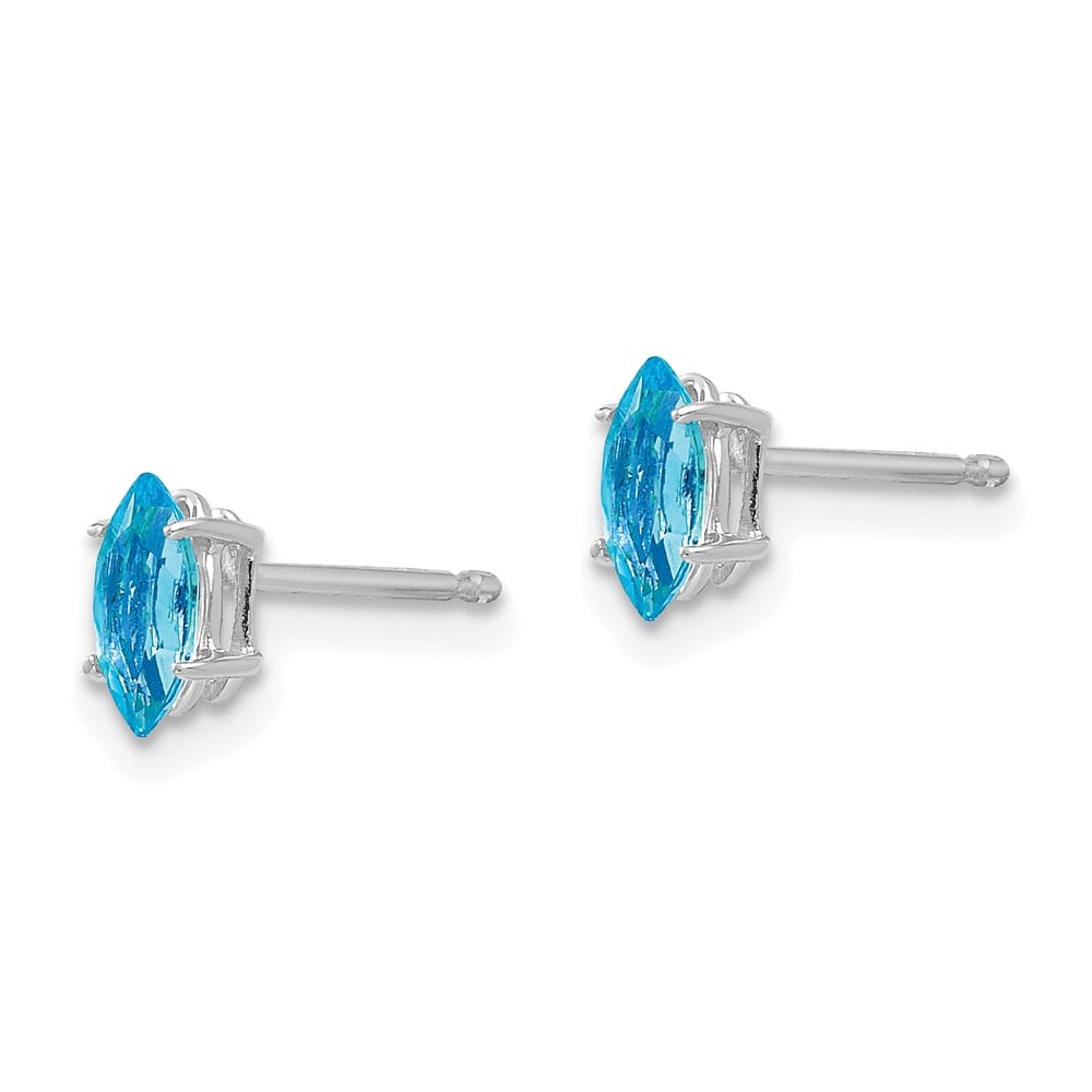 14K White Gold 6x3mm Marquise Post Earrings, view 2 of 12