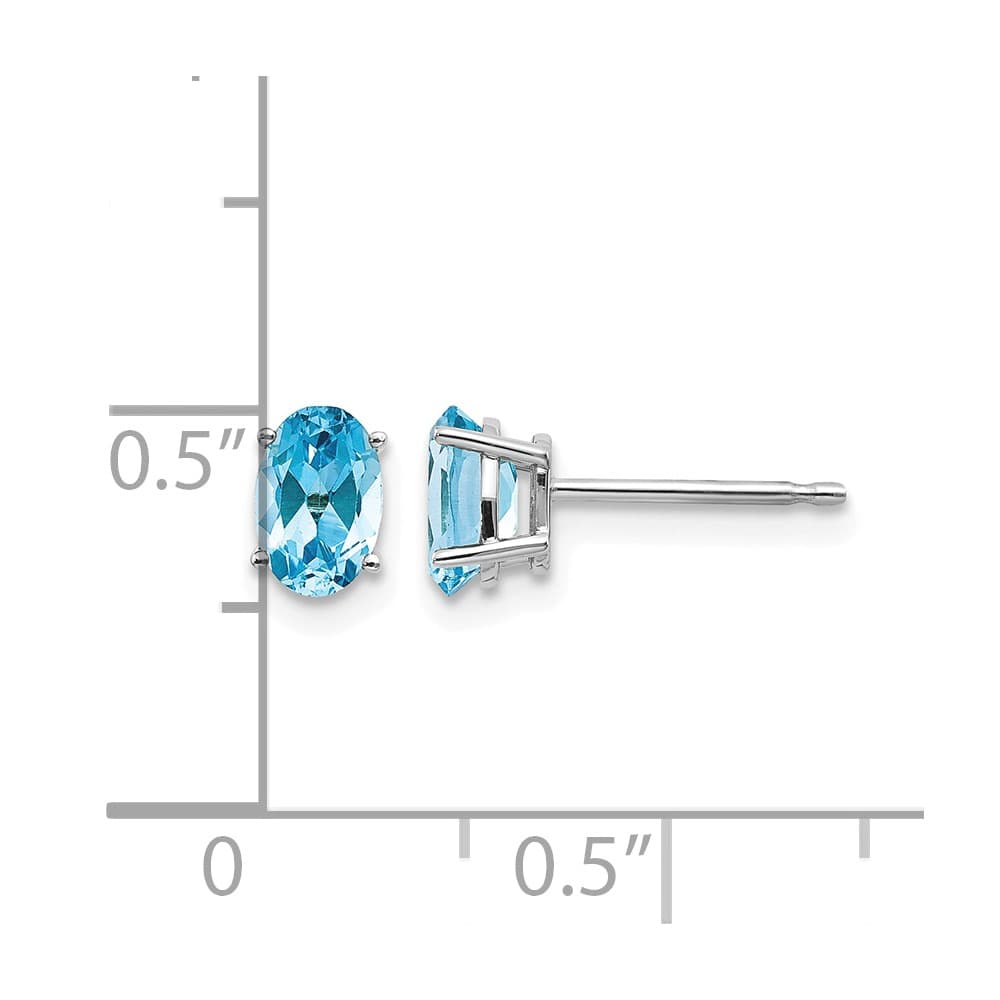 14K White Gold 6x4 Oval December/Blue Topaz Post Earrings, view 4 of 4