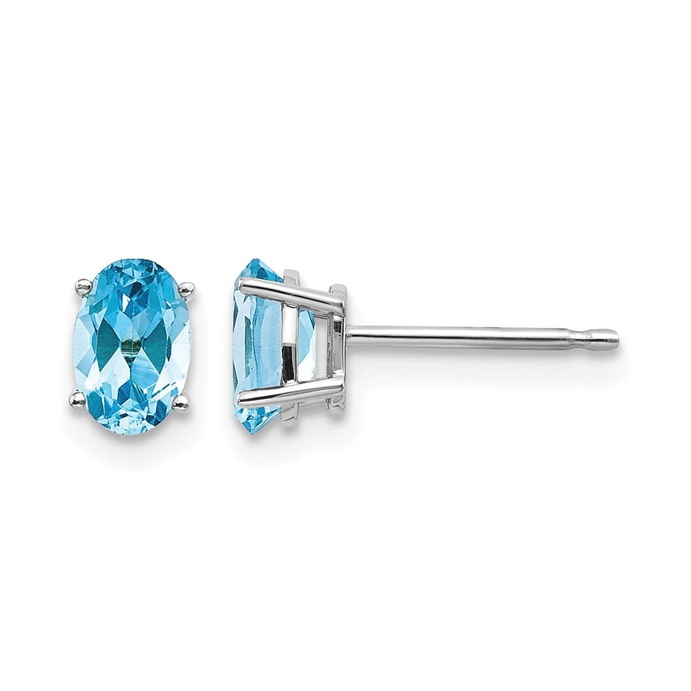 14K White Gold 6x4 Oval December/Blue Topaz Post Earrings, view 1 of 4