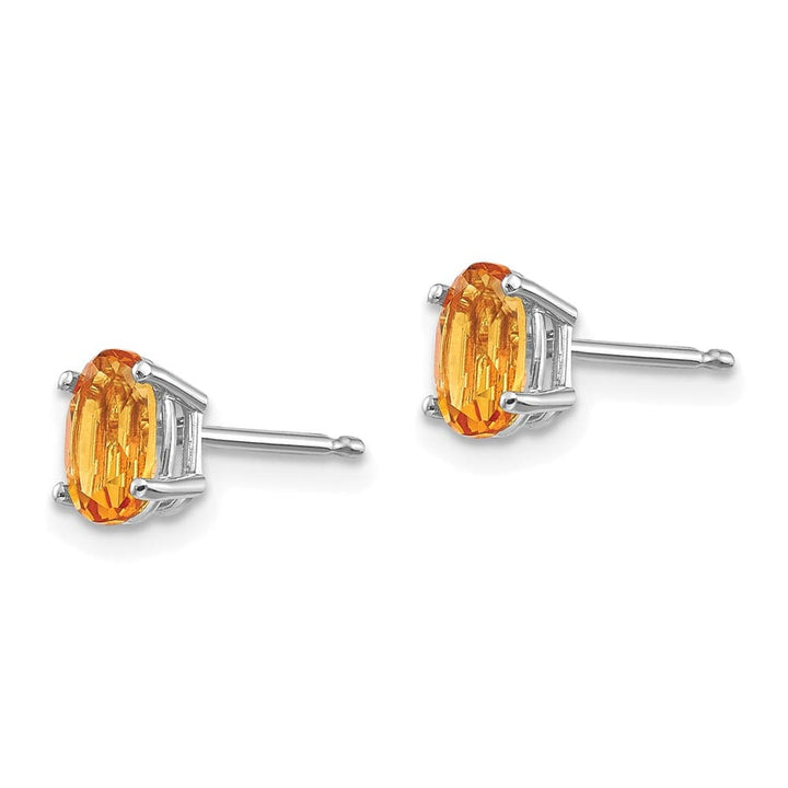 14K White Gold 6x4 Oval Post Earrings, view 22 of 24