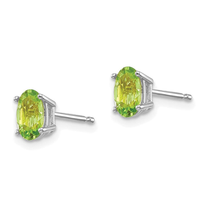 14K White Gold 6x4 Oval Post Earrings, view 18 of 24
