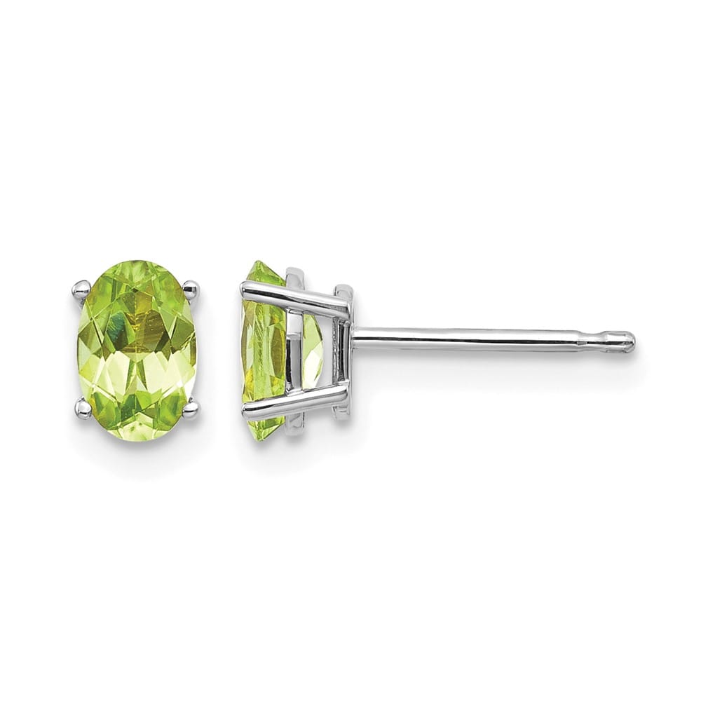 14K White Gold 6x4 Oval Post Earrings, view 17 of 24