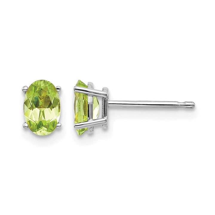 14K White Gold 6x4 Oval Post Earrings, view 17 of 24
