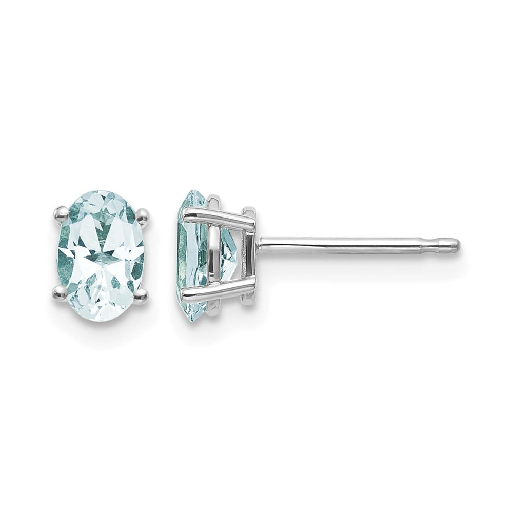 14K White Gold 6x4 Oval Post Earrings, view 9 of 24