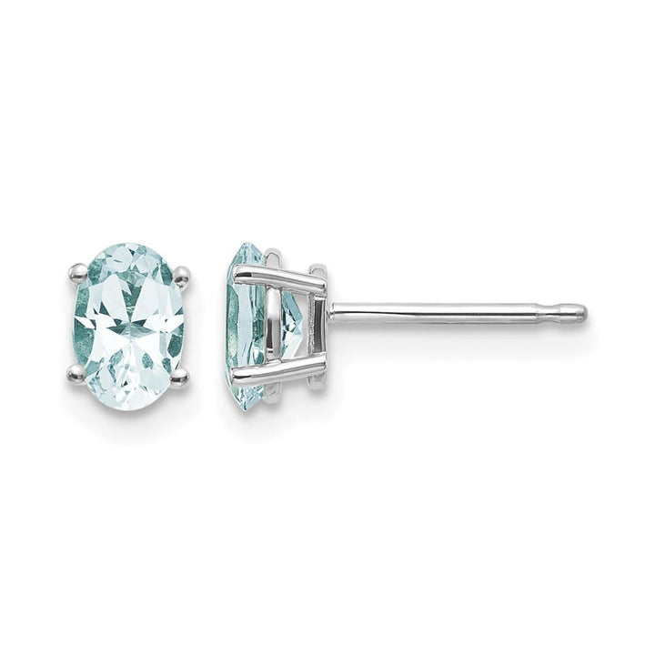 14K White Gold 6x4 Oval Post Earrings, view 9 of 24
