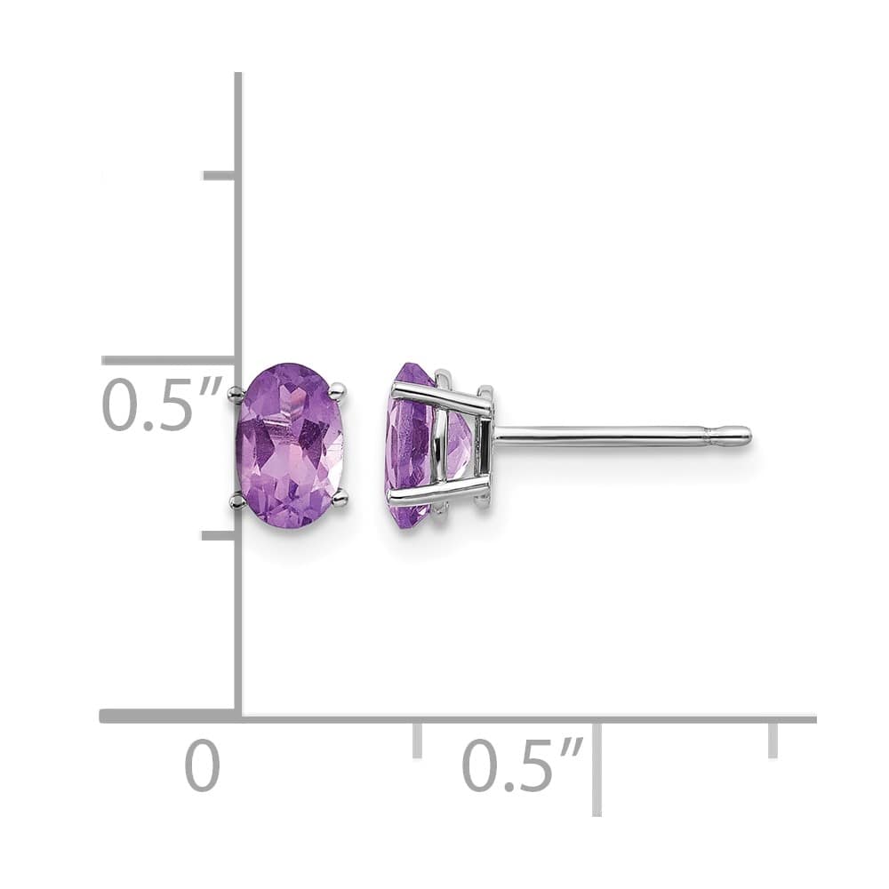 14K White Gold 6x4 Oval Post Earrings, view 8 of 24