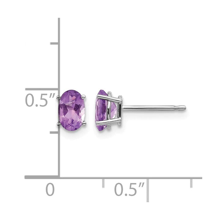 14K White Gold 6x4 Oval Post Earrings, view 8 of 24