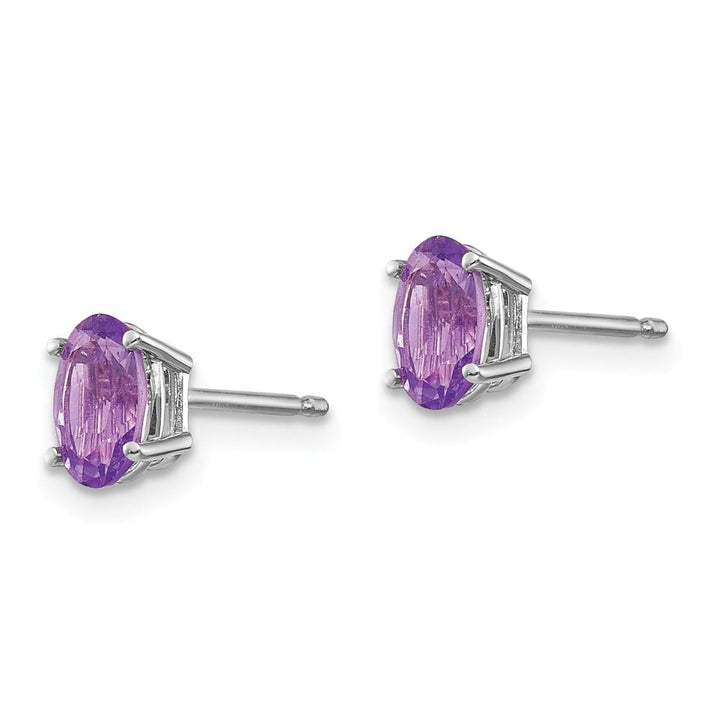 14K White Gold 6x4 Oval Post Earrings, view 6 of 24
