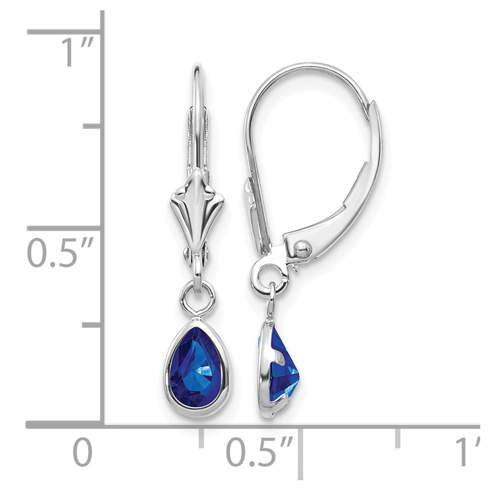 14K White Gold 6x4 Pear Bezel September/Sapphire Leverback Earrings, view 4 of 4