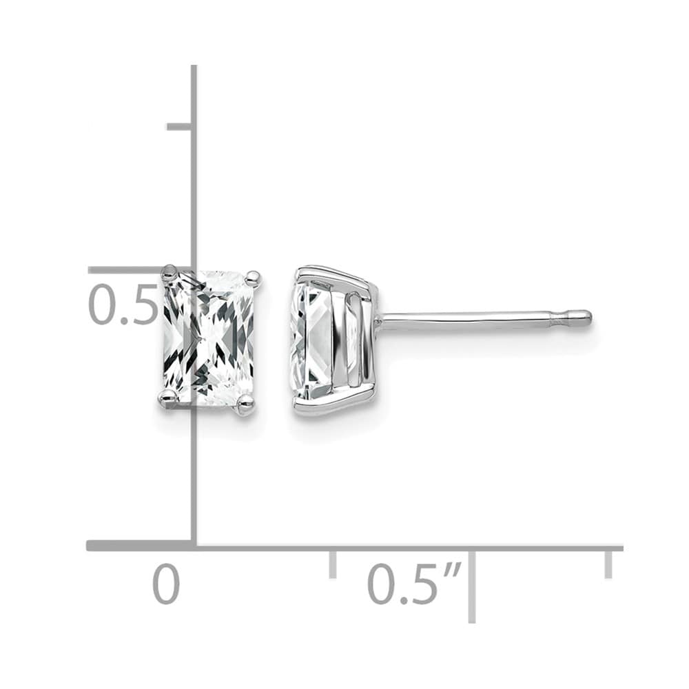 14K White Gold 6x4mm Octagon Radiant-Cut Cubic Zirconia Post Earrings, view 4 of 4