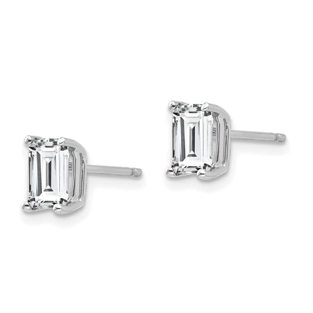 14K White Gold 6x4mm Octagon Radiant-Cut Cubic Zirconia Post Earrings, view 2 of 4