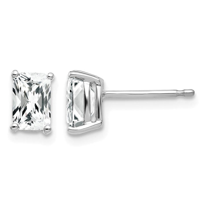 14K White Gold 6x4mm Octagon Radiant-Cut Cubic Zirconia Post Earrings, view 1 of 4