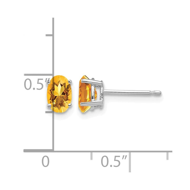 14K White Gold 6x4mm Oval Citrine Stud Earrings, view 4 of 4