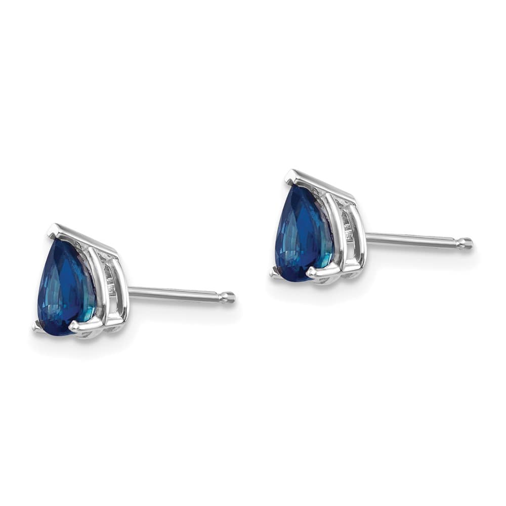 14K White Gold 6x4mm Pear Sapphire Post Earrings, view 2 of 4