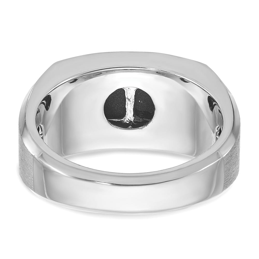 14k White Gold 7.02 g Satin Rectangle Onyx Diamond Men's Ring