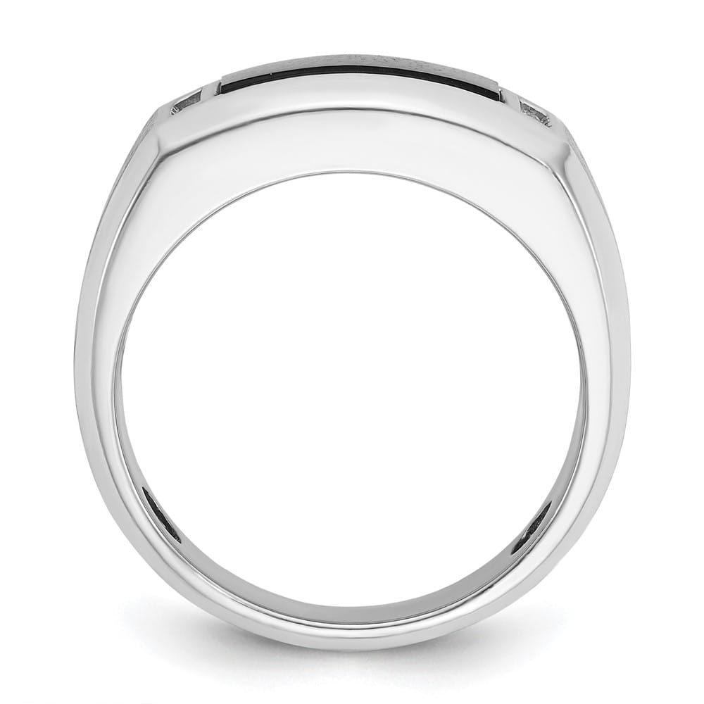14k White Gold 7.02 g Satin Rectangle Onyx Diamond Men's Ring