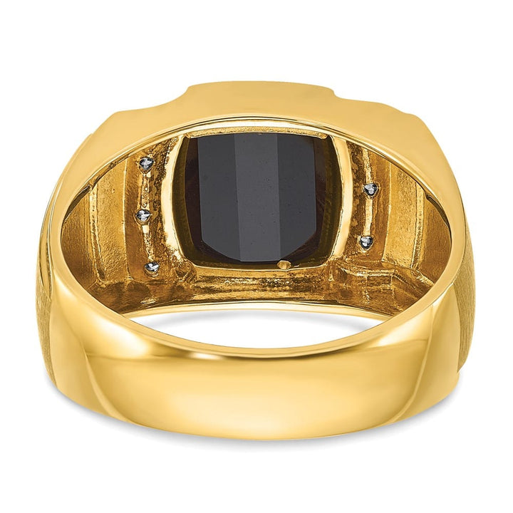 14k White Gold 7.18 g IB Goodman Satin Barrel Onyx Diamond Men's Ring
