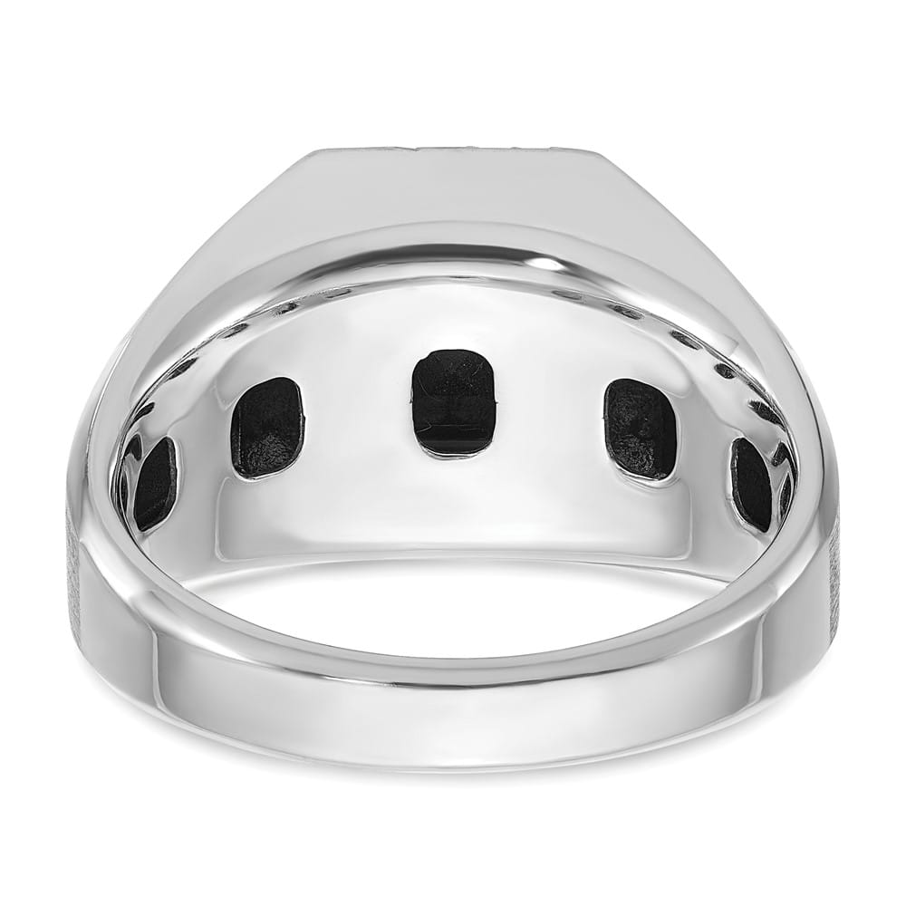 14k White Gold 7.22 g IB Goodman Cushion Onyx Diamond Men's Ring