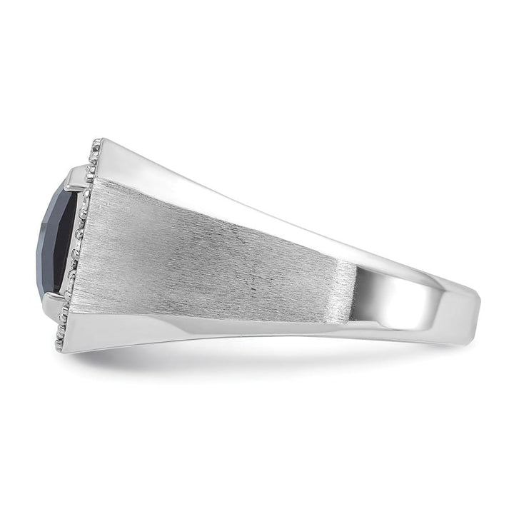 14k White Gold 7.22 g IB Goodman Cushion Onyx Diamond Men's Ring