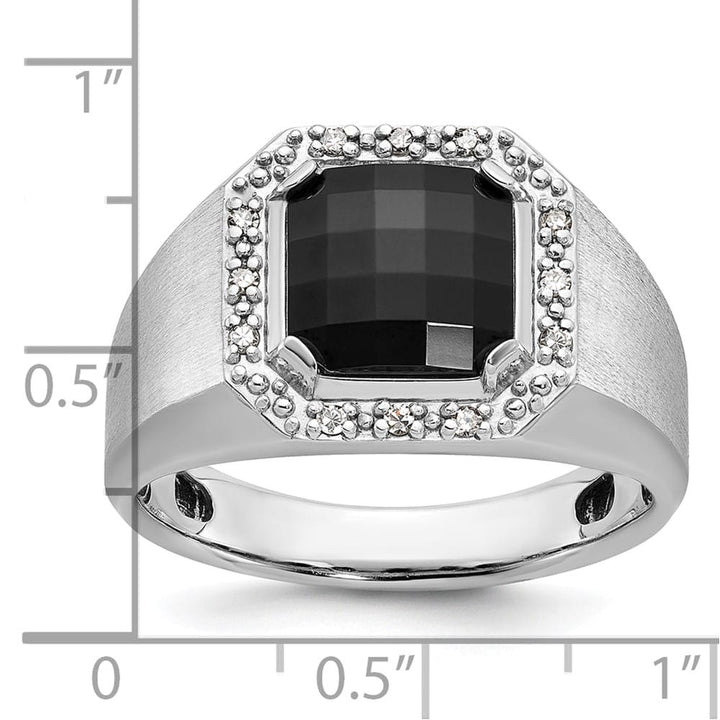 14k White Gold 7.22 g IB Goodman Cushion Onyx Diamond Men's Ring