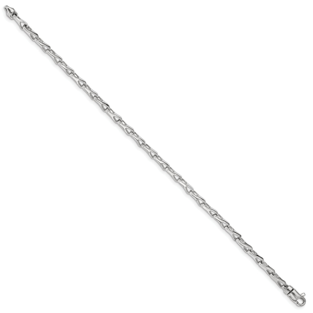 14K White Gold 7. 3.5mm Hand Fancy Link Bracelet