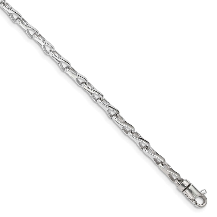14K White Gold 7. 3.5mm Hand Fancy Link Bracelet