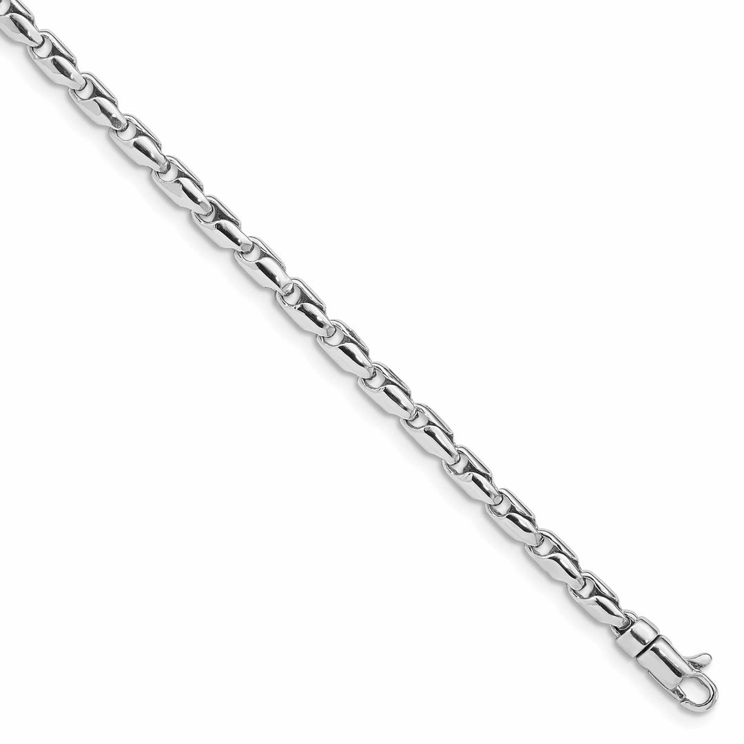 14K White Gold 7. 3mm Hand Fancy Link Bracelet
