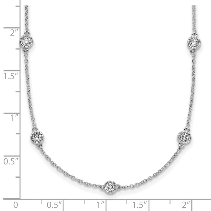14K White Gold 7/8 carat Diamond Chain 15-Station 18 inch Necklace