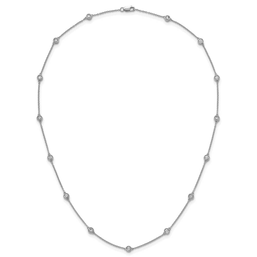 14K White Gold 7/8 carat Diamond Chain 15-Station 18 inch Necklace