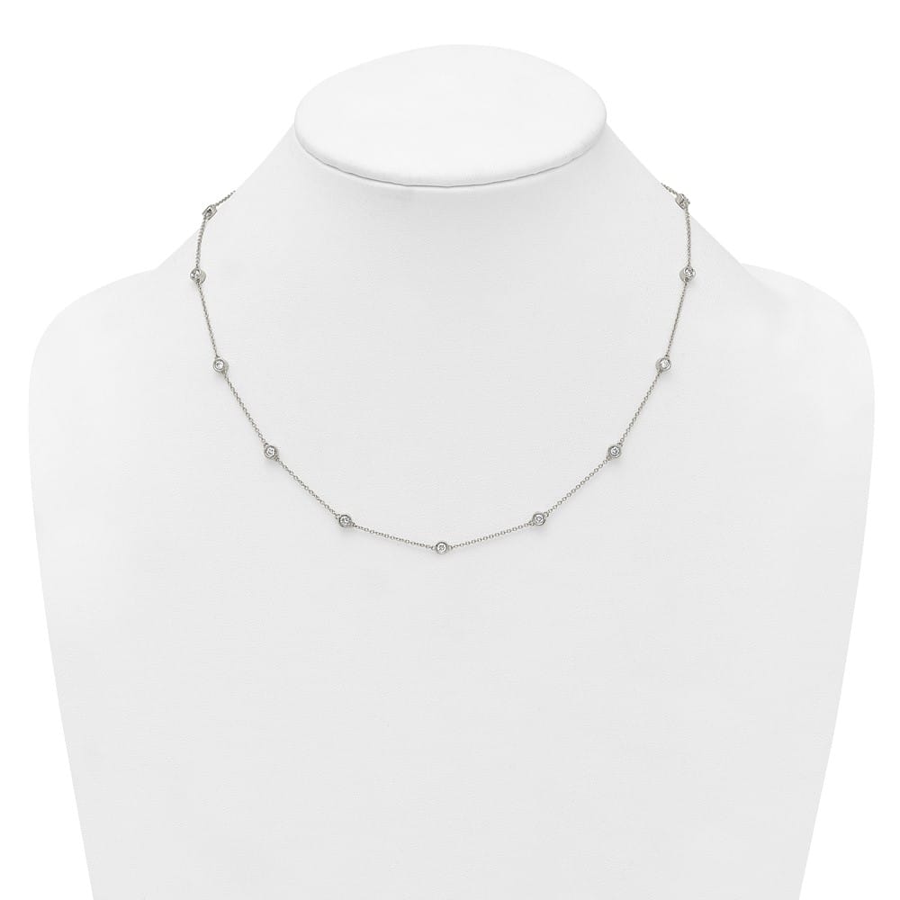 14K White Gold 7/8 carat Diamond Chain 15-Station 18 inch Necklace