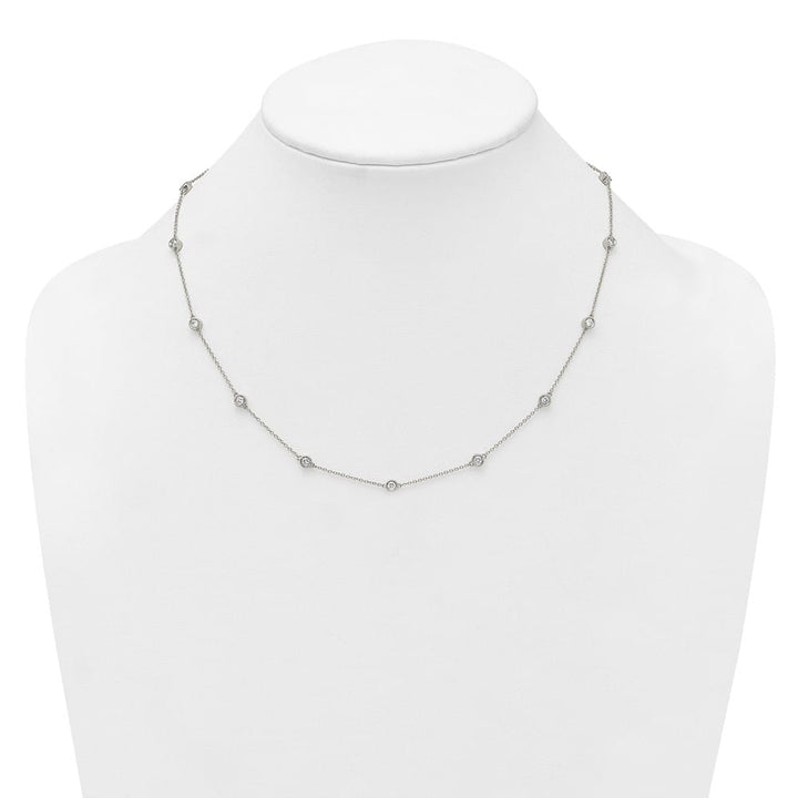 14K White Gold 7/8 carat Diamond Chain 15-Station 18 inch Necklace