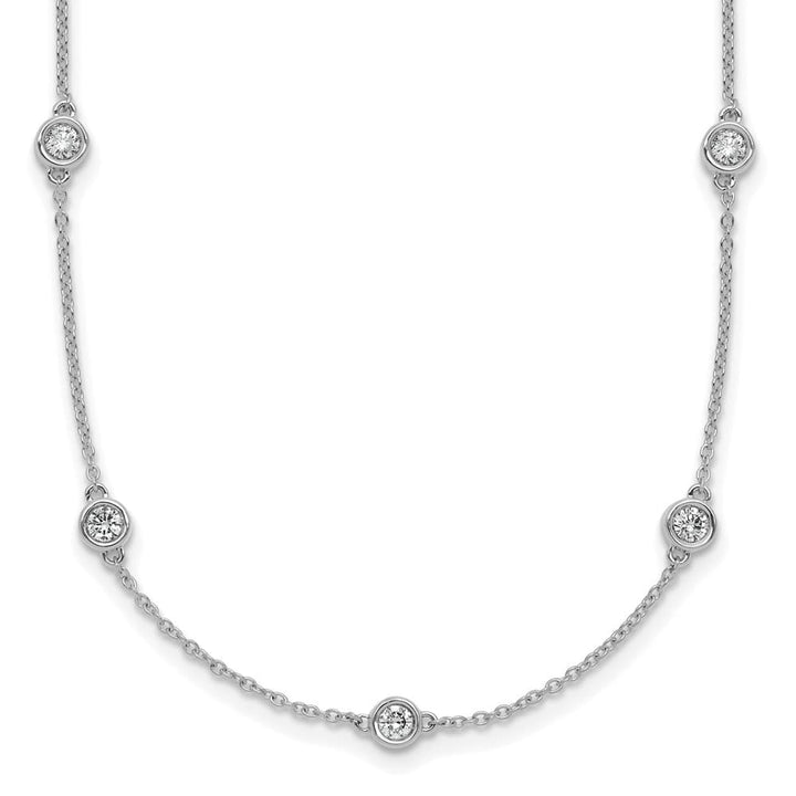 14K White Gold 7/8 carat Diamond Chain 15-Station 18 inch Necklace
