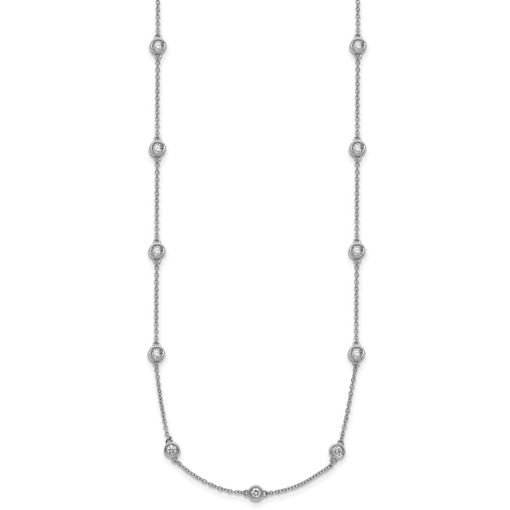 14K White Gold 7/8 carat Diamond Chain 16-Station 16 inch Necklace