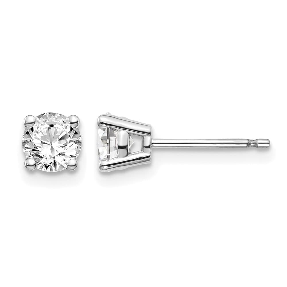 14K White Gold 7/8 ct I1 J-K Diamond Push Back Stud Earrings