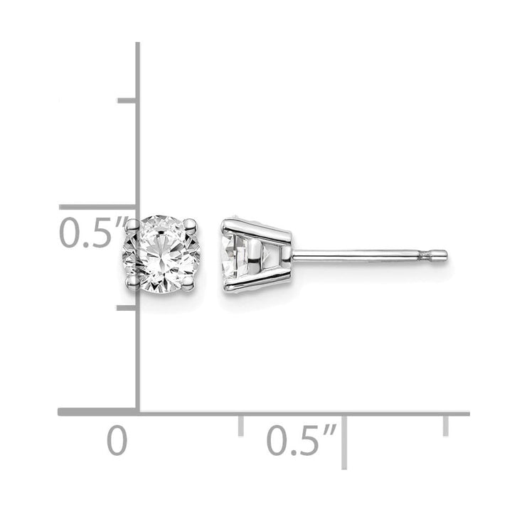 14K White Gold 7/8 ct I1 J-K Diamond Push Back Stud Earrings
