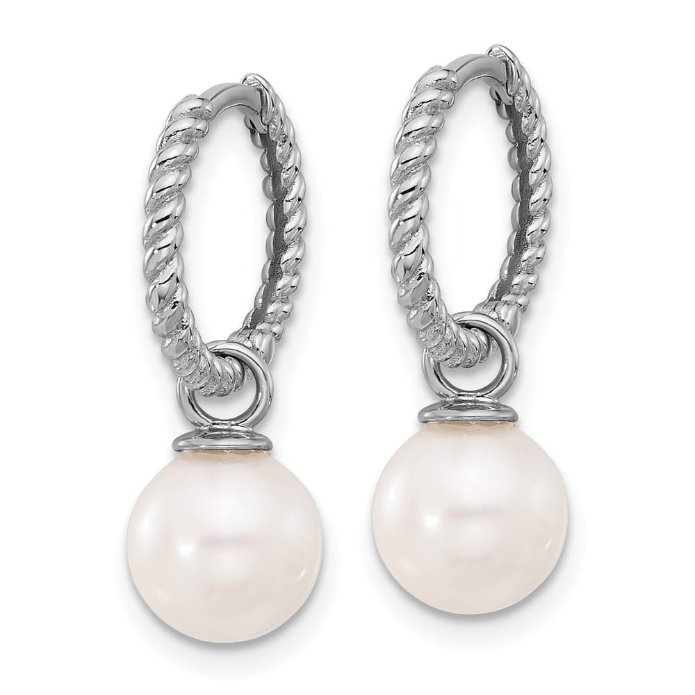 14K White Gold 7-8mm Black and White Freshwater Pearl Earrings