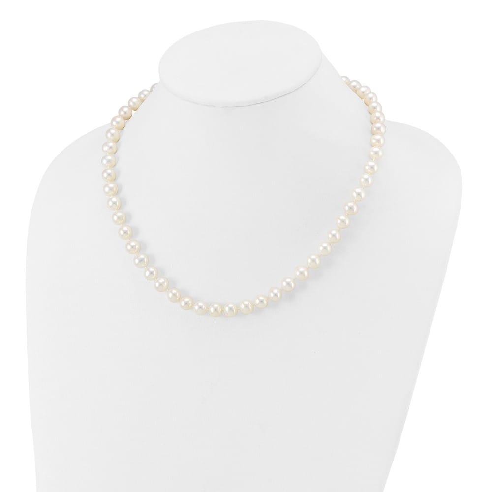 14K White Gold 7-8mm White Near Round Cultured Pearl 18 inch Necklace