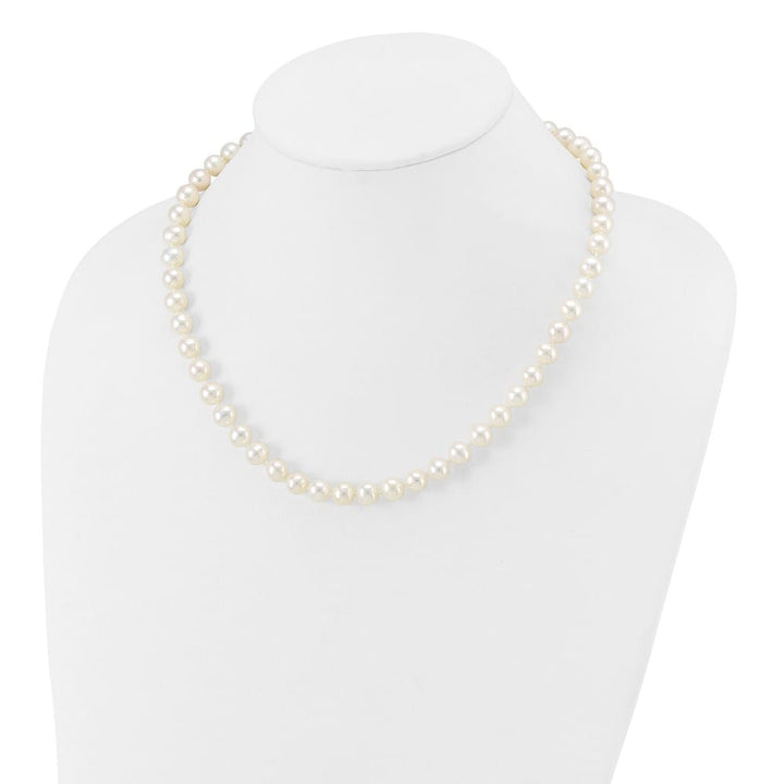 14K White Gold 7-8mm White Near Round Cultured Pearl 18 inch Necklace