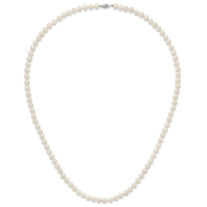 14K White Gold 7-8mm White Near Round Cultured Pearl 28 inch Necklace