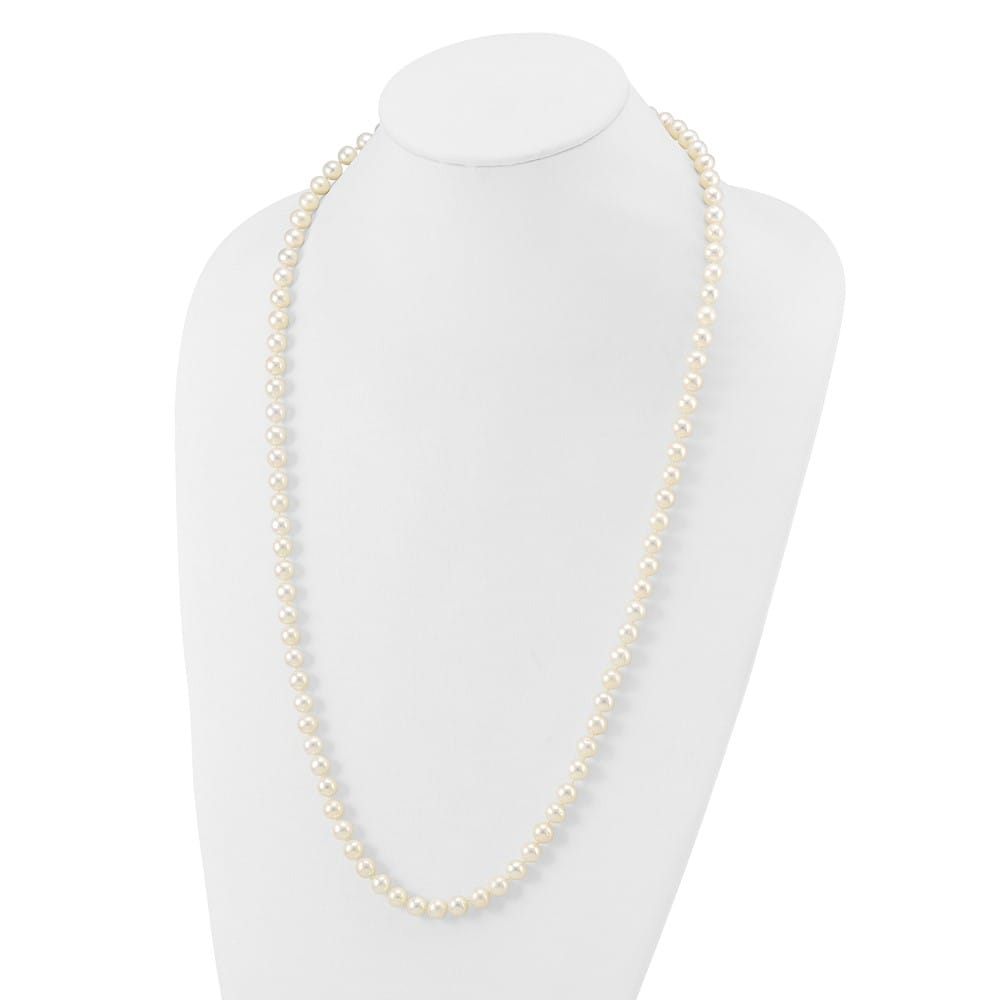 14K White Gold 7-8mm White Near Round Cultured Pearl 28 inch Necklace
