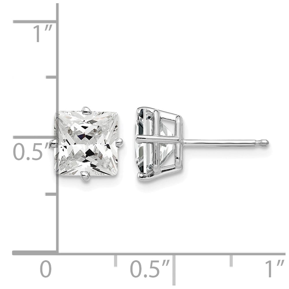 14K White Gold 7mm Cubic Zirconia Post Earrings, view 4 of 4