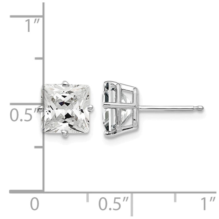 14K White Gold 7mm Cubic Zirconia Post Earrings, view 4 of 4